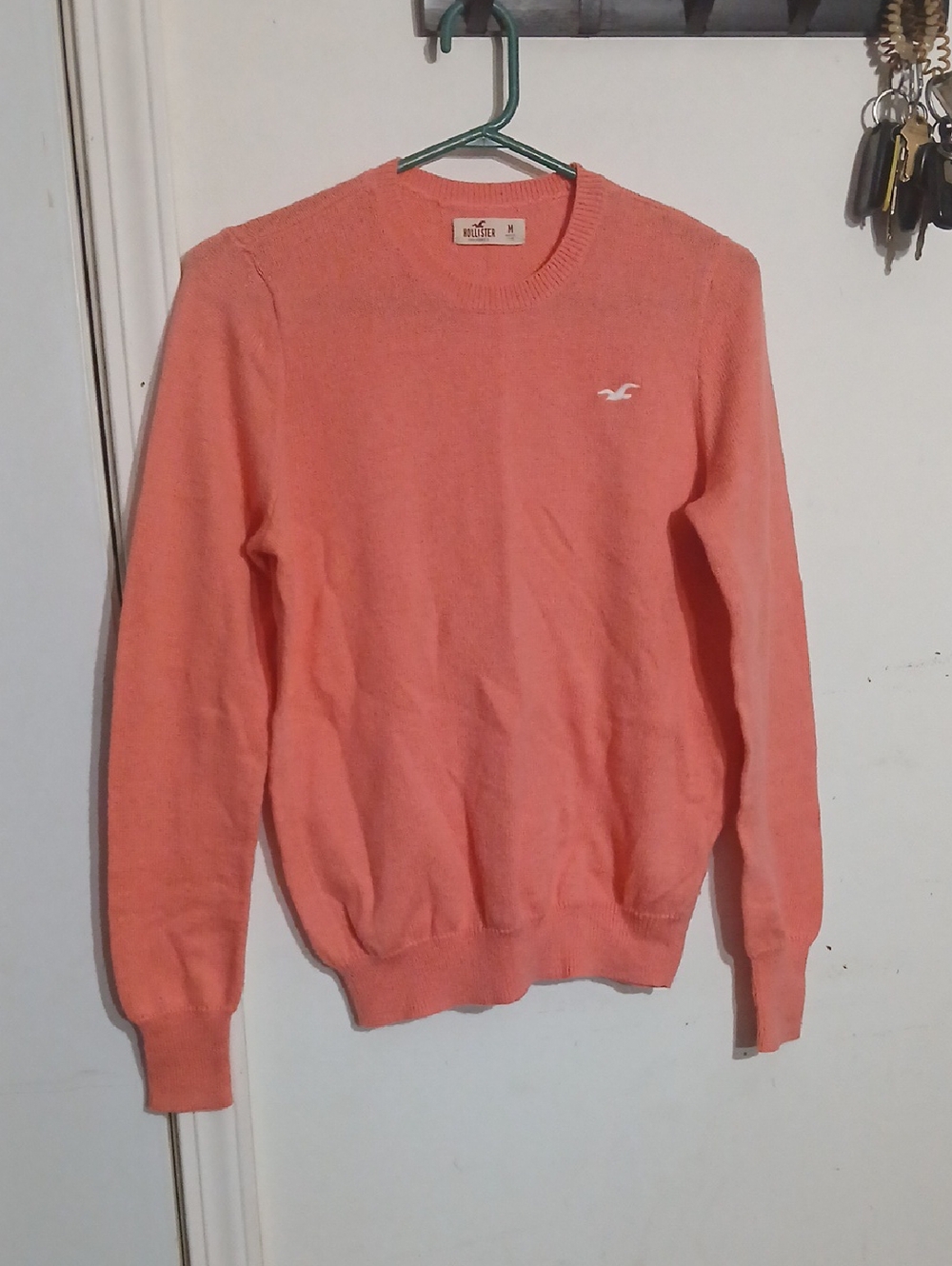 Hollister Women’s Coral Crewneck Sweater with Logo